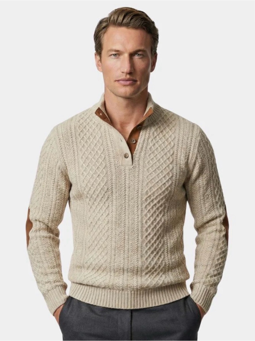 Men's Beige Pullover